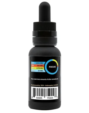 Focus CBD Oil - Our Focus CBD Oil contains a proprietary blend of cannabinoids and terpenes designed to help keep you alert and mentally focused. Mixed with MCT oil for increased absorption, this 1oz bottle of broad spectrum hemp oil for focus comes with a metered dropper for easy, accurate dosing and is lab tested with less than 0.3% THC detected.
