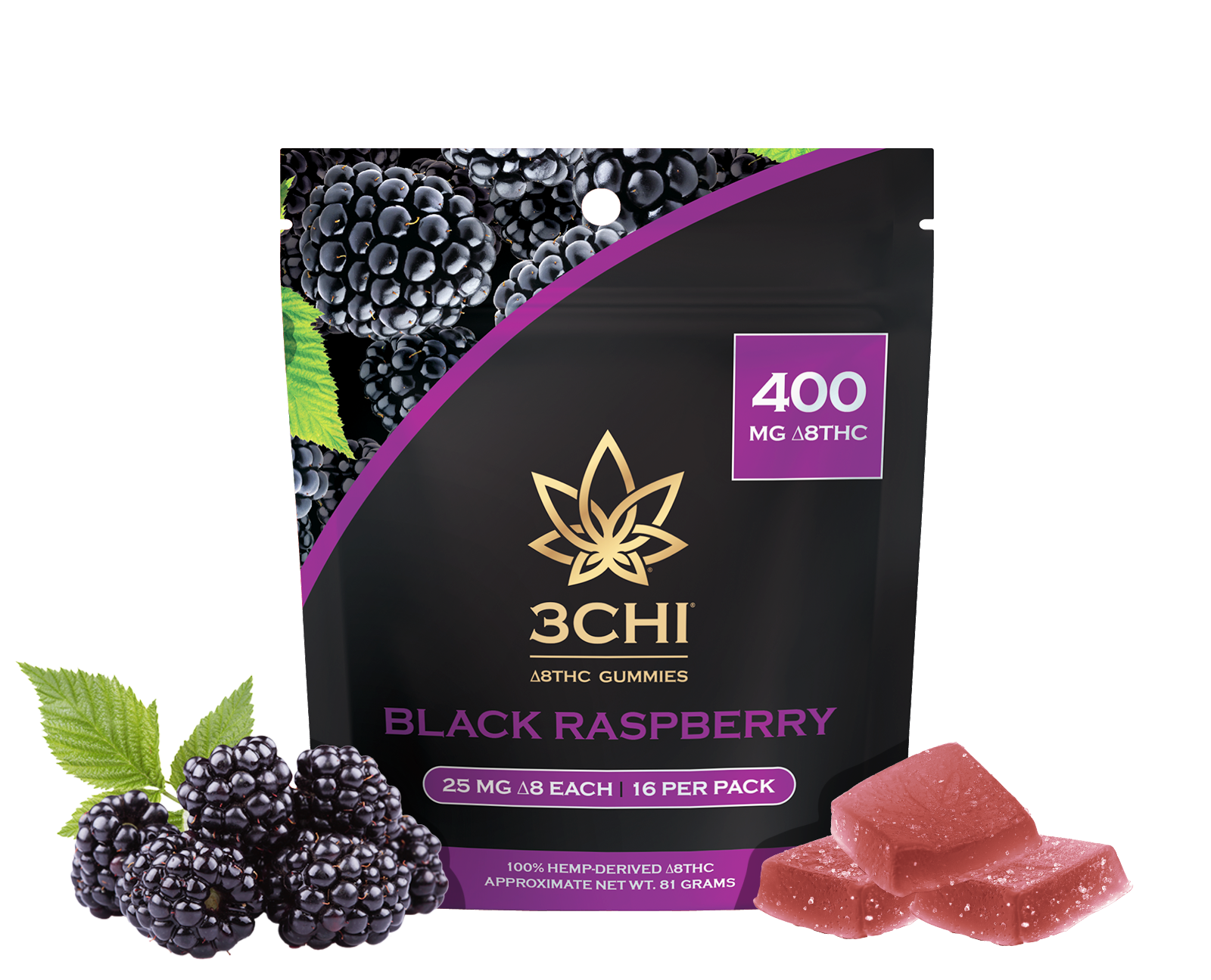 Delta 8 Gummies - Black Raspberry - Flavor: Black Raspberry