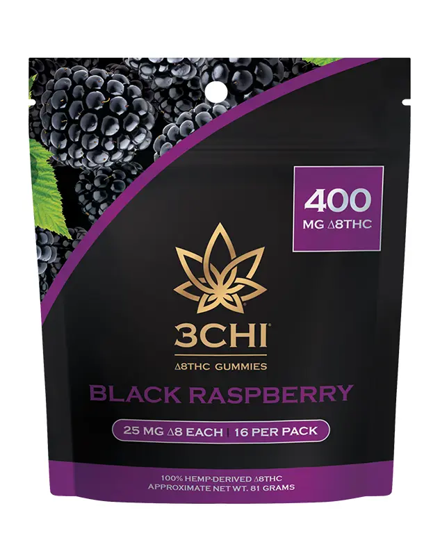 Delta 8 Gummies - Black Raspberry, 16 pack (400 mg) - Flavor: Black Raspberry, Quantity: 16 pack (400 mg)