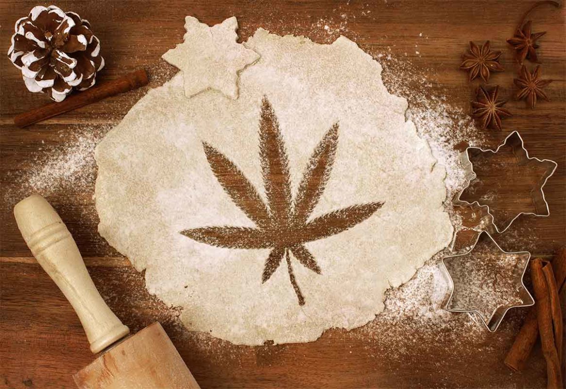 Hemp leave cut from delta 8 edible dough