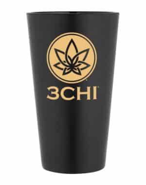 3CHI Pint Glass - Medallion - Represent your favorite brand with a 3Chi pint glass. Black pint glass with gold 3Chi medallion logo and print "3Chi".