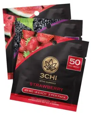 Mini-Pack Delta 8 THC Gummies - Available in delicious Strawberry, Watermelon, or Black Raspberry, our Mini-Pack Delta 8 THC Gummies feature a hemp free taste while delivering a potent one of a kind uplifting, motivating, and body calming sensation. Our Mini-Packs are 50mg of Delta 8 THC per pack, or 25mg per piece.


 	Fast-acting Delta 8 THC Gummies
 	Potent & long lasting
 	Delicious award winning black raspberry
 	Vegan & cruelty-free | No animal gelatin
 	Derived from USA-grown hemp
 	Farm Bill Compliant : <0.3% ∆9THC