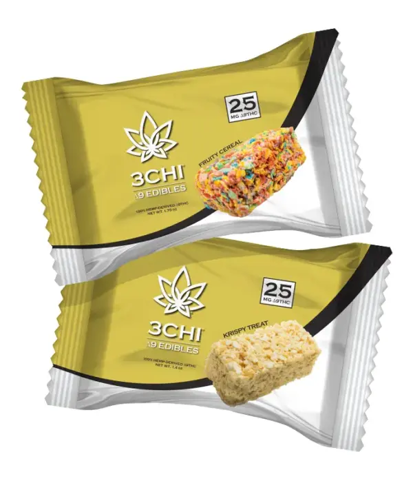 Delta 9 Cereal Treats - Our Delta 9 cereal treats are dispensary-grade and feature 25mg of potent Delta 9 THC in each treat for maximum effects. They deliver an uncompromising head and body experience that has been described as both powerful and amazing. Specially-formulated, fast-acting Delta 9 THC edible Dispensary-grade NO hemp taste Non-GMO 25mg Delta 9 THC  Potent & long lasting Delicious non-vegan recipe  Derived from USA-grown hemp Farm Bill Compliant : <0.3% ∆9THC