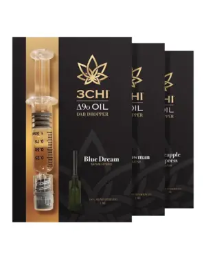 Delta 9o Dab Dropper - 1ml - Hit a new level of elevation with 3CHI’s ultra pure Delta 9o dab droppers. Be prepared to enjoy our smoothest, strongest, and longest lasting cannabinoid to date. These dab droppers feature a potent blend of 95% hemp-derived ∆9o oil and 5% strain-specific terpenes. Available in Blue Dream, Green Crack, Ice Cream Cake, Pineapple Express, or Snowman.


 	Lab-tested by an accredited 3rd party lab
 	No MCT, PG, VG, or PEG oil
 	95% potent, broad-spectrum Delta 9o oil
 	5% cannabis-derived terpenes
