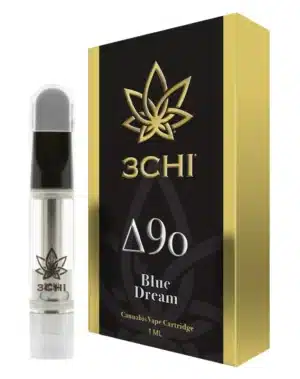 Delta 9o Vape Cartridge - Blue Dream CDT - 1ml - Elevate your mind with 3CHI's ultra pure Blue Dream Delta 9o vape cart. One puff and you can experience our smoothest, strongest, and longest lasting cannabinoid to date. This vape cart features a potent blend of 95% hemp-derived ∆9o oil and 5% Blue Dream strain-specific terpenes.


 	Lab-tested by an accredited 3rd party lab
 	No MCT, PG, VG, Vitamin E, or other cutting agents
 	95% potent, broad spectrum Delta 9o oil
 	5% natural terpenes
 	1ml total Delta 9o vape cartridge