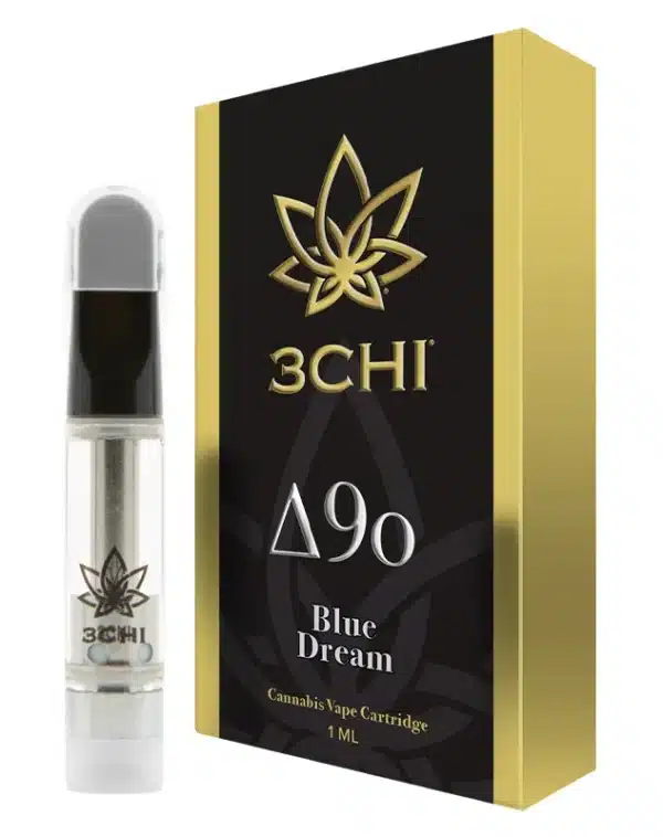 Delta 9o Vape Cartridge - Blue Dream CDT - 1ml - Elevate your mind with 3CHI's ultra pure Blue Dream Delta 9o vape cart. One puff and you can experience our smoothest, strongest, and longest lasting cannabinoid to date. This vape cart features a potent blend of 95% hemp-derived ∆9o oil and 5% Blue Dream strain-specific terpenes.


 	Lab-tested by an accredited 3rd party lab
 	No MCT, PG, VG, Vitamin E, or other cutting agents
 	95% potent, broad spectrum Delta 9o oil
 	5% natural terpenes
 	1ml total Delta 9o vape cartridge