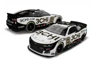 Tyler Reddick 2022 #8 3CHI Diecast - 1:24 Scale - Features the primary 2022 3CHI livery in white and black with gold accents, the metallic gold #8, and the full 3CHI branding and decal package. This 1:24 scale model has posable tires, an opening hood, engine detail, interior detail, window net, and working suspension with a 100% diecast metal body.