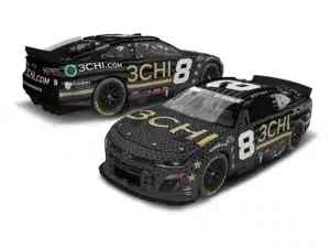 Tyler Reddick Road America Win Diecast - 1:64 Scale - Celebrate Tyler's first career NASCAR Cup Series win at Road America with this officially licensed diecast – complete with a 100% diecast metal body, plastic window net, rolling tires, and more. This diecast features the winning No. 8 3CHI Chevrolet Camaro paint scheme and decal package, as well as on-track damage and wear, making it appear exactly as it did when it rolled into Victory Lane!
