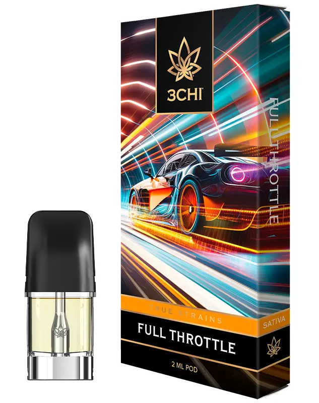 Full Throttle - True Strains - 2ml Vape Pod - Unleash your full potential with the HHC-dominant Sativa blend designed to kick your creativity and focus into high gear.

REQUIRES A 3CHI POD BATTERY TO USE
