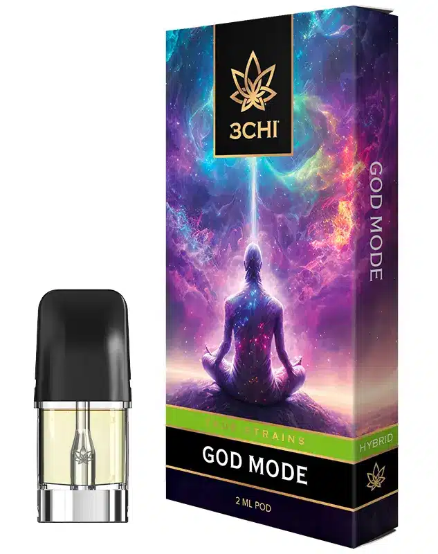 God Mode - True Strains - 2ml Vape Pod - Unlock divine and energizing euphoria with this uplifting and harmonizing Hybrid.

REQUIRES A 3CHI POD BATTERY TO USE