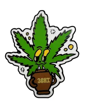 Pot Plant Enamel Pin - Pin collectors and stoners unite! No enamel pin collection would be complete without 3CHI's Pot Plant Pin. This fun, unique pin is made of durable hard enamel and the design features a cannabis plant inside a pot. A rubber clutch on the back makes it comfortable enough to wear and holds the pin snug. Perfect for attaching to hats, lanyards, bags, clothing, or your favorite 3CHI t-shirt!