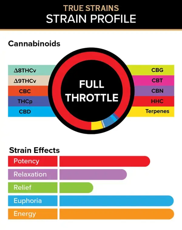Full Throttle - True Strains - 2ml Vape Pod - Unleash your full potential with the HHC-dominant Sativa blend designed to kick your creativity and focus into high gear.

REQUIRES A 3CHI POD BATTERY TO USE