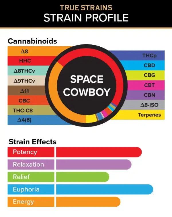 Space Cowboy - True Strains - 2ml Vape Pod - Wrangle the stars with this heady Hybrid blend of euphoric and cosmic bliss.

REQUIRES A 3CHI POD BATTERY TO USE