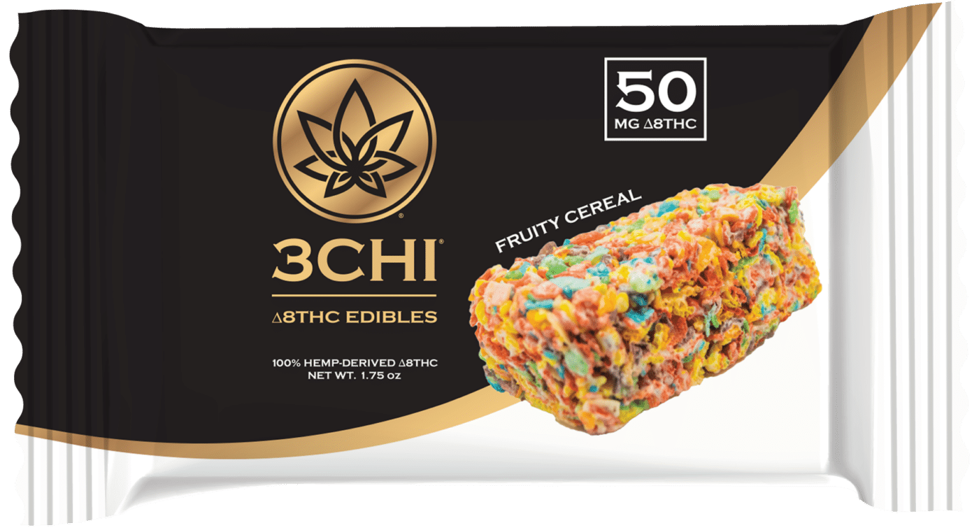 Delta 8 Brownies: The World of Hemp Baking 3CHI Delta 8 fruity cereal bar.