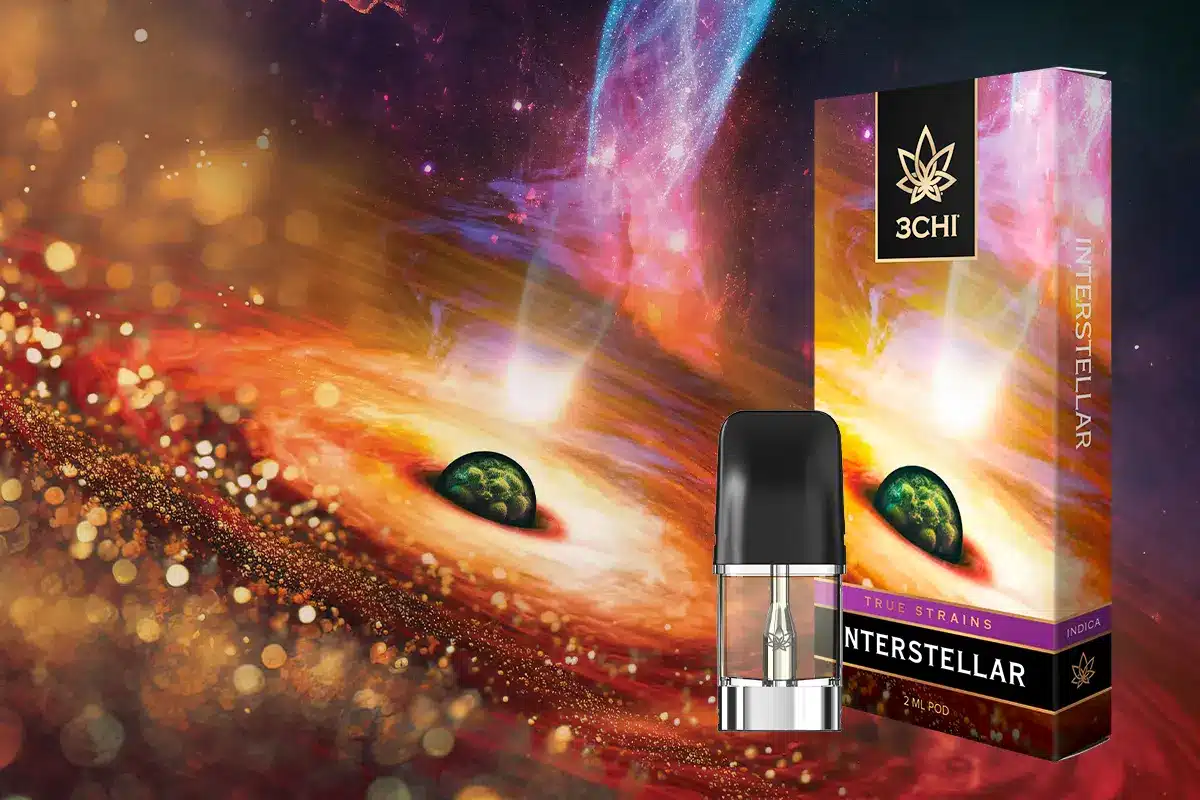 3CHI's Interstellar Delta 8 THC vape. Aside from Delta 8 THC, it's infused with other cannabinoids like HHC.