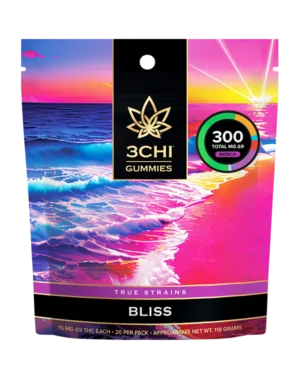 True Strains Gummies - Bliss - Discover the joy of Bliss. These 15mg Delta 9 THC Indica gummies are crafted for a delightful serene experience. Ideal for enhancing your mood and adding a touch of calm happiness, they're a sweet escape into pleasure. 15mg Delta 9 THC per gummy Dispensary-grade Potent & long-lasting Vegan & cruelty-free Derived from USA-grown hemp Farm Bill Compliant: <0.3% Delta 9 THC