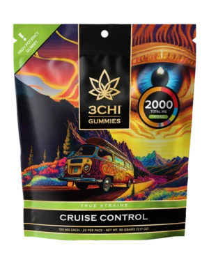 True Strains Gummies - Cruise Control - WARNING: THIS IS A HIGH POTENCY PRODUCT Find your perfect balance with Cruise Control. These 100mg Hybrid gummies provide a steady, enjoyable ride, ideal for unwinding without losing your momentum. They're perfect for those seeking a controlled, yet uplifting experience. 100mg total cannabinoids per gummy Dispensary-grade Potent & long-lasting Vegan & cruelty-free Derived from USA-grown hemp Farm Bill Compliant: <0.3% Delta 9 THC