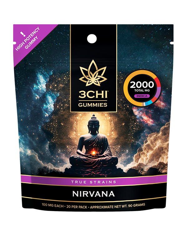 True Strains Gummies - Nirvana - WARNING: THIS IS A HIGH POTENCY PRODUCT Step into a state of bliss with Nirvana. These 100mg Indica gummies offer a serene, tranquil experience, ideal for evening relaxation. Each gummy is a gateway to peacefulness, helping you unwind and rejuvenate. 100mg total cannabinoids per gummy Dispensary-grade Potent & long-lasting Vegan & cruelty-free Derived from USA-grown hemp Farm Bill Compliant: <0.3% Delta 9 THC