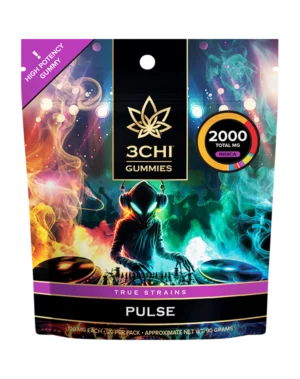 True Strains Gummies - Pulse - WARNING: THIS IS A HIGH POTENCY PRODUCT Feel the rhythm with Pulse. These 100mg Indica gummies are crafted for those seeking a steady rhythmic experience. Perfect for enjoying music and maintaining a consistent vibe. 100mg total cannabinoids per gummy Dispensary-grade Potent & long-lasting Vegan & cruelty-free Derived from USA-grown hemp Farm Bill Compliant: <0.3% Delta 9 THC