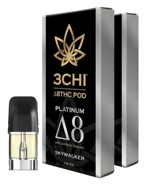 Platinum Delta 8 Vape Pod - 2ml - Discover the unparalleled purity and potency of 3CHI’s Platinum Delta 8 vape pod, meticulously crafted to deliver the smoothest, cleanest Delta 8 THC experience possible. Combining cutting-edge technology, premium hardware, and the purest, most refined Delta 8 THC oil ever produced, these 2ml vape pods redefine the Delta 8 vaping experience. REQUIRES A 3CHI POD BATTERY TO USE. Battery sold separately. Purchase yours HERE.