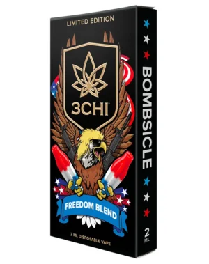 Freedom Blend Vape Disposable - 2ml - This highly potent Freedom Blend vape will send you into a star-spangled euphoria that will keep you coming back for more. With THCA, THCP, THC-C8, HHC, ∆8, a host of other purposely curated cannabinoids and a Bombsicle flavor, you can rest assure that this vape checks all the boxes from flavor to effects.