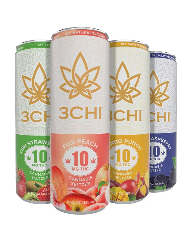 3CHI Delta 9 THC Seltzers – 10 mg | 4-Pack (Multiple Flavors)
