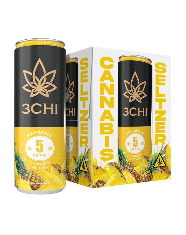 Delta 9 THC Seltzers - Sugar Free - 5mg - Pineapple, 4-pack - Flavor: Pineapple, Quantity: 4-pack