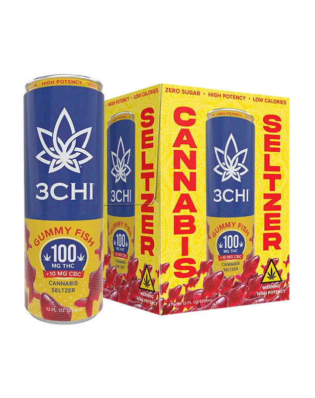 Delta 9 THC Seltzers - Sugar Free - 100mg - 3CHI's strongest seltzer made for those with high tolerances, not for beginners. 100mg of hemp-derived Delta-9 THC per can - no alcohol, no sugar, no next-day regret. The Bombsicle flavor hits with cherry, lime, and blue raspberry in a sparkling punch that's as bold as the buzz behind it. Effects in as fast as 5–15 minutes. Just 15 calories. Strong. Flavorful. No hangover. That's the move.