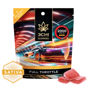 True Strains Gummies - Full Throttle - WARNING: THIS IS A HIGH POTENCY PRODUCT

Embrace the rush of Full Throttle. These 100mg Sativa gummies are your ticket to an exhilarating experience, designed for those who crave an energetic, full-speed-ahead adventure. Full Throttle Gummies are the perfect for a daytime boost, they offer a harmonious blend of vitality and focus.

 	100mg total cannabinoids per gummy
 	Dispensary-grade
 	Potent & long-lasting
 	Vegan & cruelty-free
 	Derived from USA-grown hemp
 	Farm Bill Compliant: <0.3% Delta 9 THC
