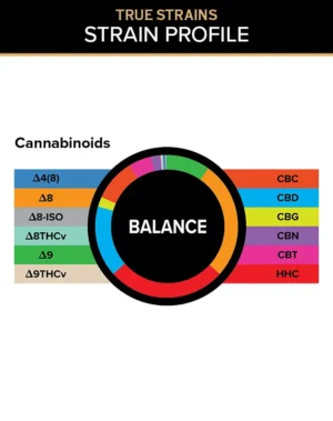 True Strains Gummies - Balance - WARNING: THIS IS A HIGH POTENCY PRODUCT
Find your center with Balance. These 100mg Hybrid gummies provide a smooth, even experience, ideal for staying relaxed while keeping your day on track. They're perfect for those seeking a steady blend of calm, comfort, and uplifted ease.
