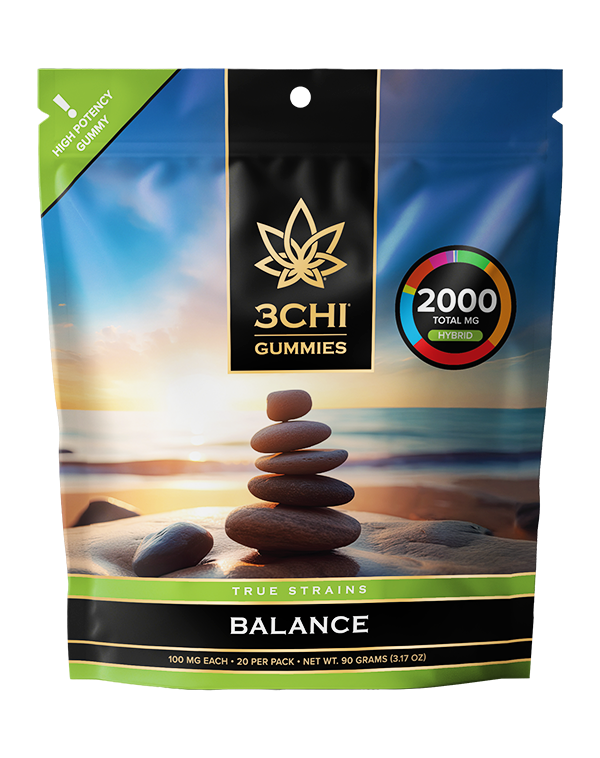 True Strains Gummies - Balance - WARNING: THIS IS A HIGH POTENCY PRODUCT Find your center with Balance. These 100mg Hybrid gummies provide a smooth, even experience, ideal for staying relaxed while keeping your day on track. They're perfect for those seeking a steady blend of calm, comfort, and uplifted ease.