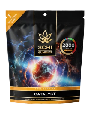 True Strains Gummies - Catalyst - WARNING: THIS IS A HIGH POTENCY PRODUCT Ignite your momentum with Catalyst. These 100mg Sativa gummies create a bright, uplifting experience with a smooth sense of wonder. Ideal for creativity, connection, and inspired daytime moments, they're a great way to make the ordinary feel extraordinary.