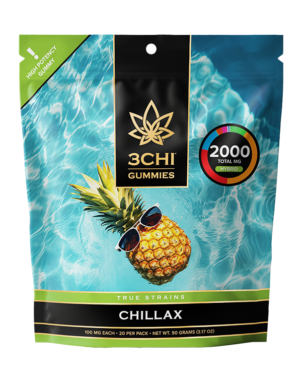True Strains Gummies - Chillax - WARNING: THIS IS A HIGH POTENCY PRODUCT Kick back with Chillax. These 100mg Hybrid gummies provide a mellow, easygoing experience that helps you loosen up while keeping things balanced. Ideal for unwinding after a long day or easing into a relaxed social mood, they're all about smooth comfort and good vibes.