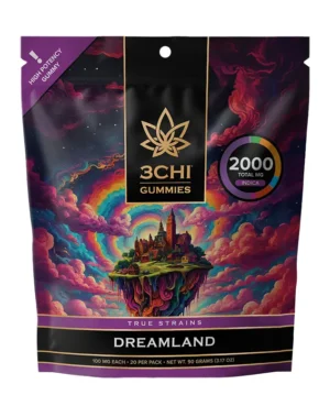 True Strains Gummies - Dreamland - WARNING: THIS IS A HIGH POTENCY PRODUCT Slip into Dreamland. These 100mg Indica gummies are crafted for a serene, restful experience, ideal for easing into the evening and letting the day fade away. They're perfect for those seeking deep relaxation with a soft, tranquil feel. 70 mg this blend is made up of CBC, CBD, CBG, CBT and 50 mg of it is CBN, specifically. For high dose consumers, know that these are MUCH more focused on relaxation and rest than elevation.