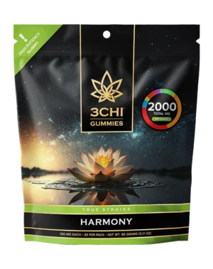 True Strains Gummies - Harmony - WARNING: THIS IS A HIGH POTENCY PRODUCT Settle into the flow with Harmony. These 100mg Hybrid gummies create a balanced, feel-good experience that brings together calm, comfort, and an uplifting sense of ease. Ideal for bridging day and night, they're perfect for those seeking a smooth, well-rounded ride.