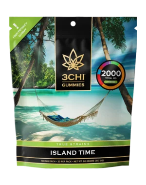 True Strains Gummies - Island Time - WARNING: THIS IS A HIGH POTENCY PRODUCT Slow things down with Island Time. These 100mg Hybrid gummies offer a laid-back, sun-soaked experience made for unwinding without checking out. Ideal for mellow afternoons, relaxed weekends, and carefree moments, they bring a smooth escape into calm, easy vibes.