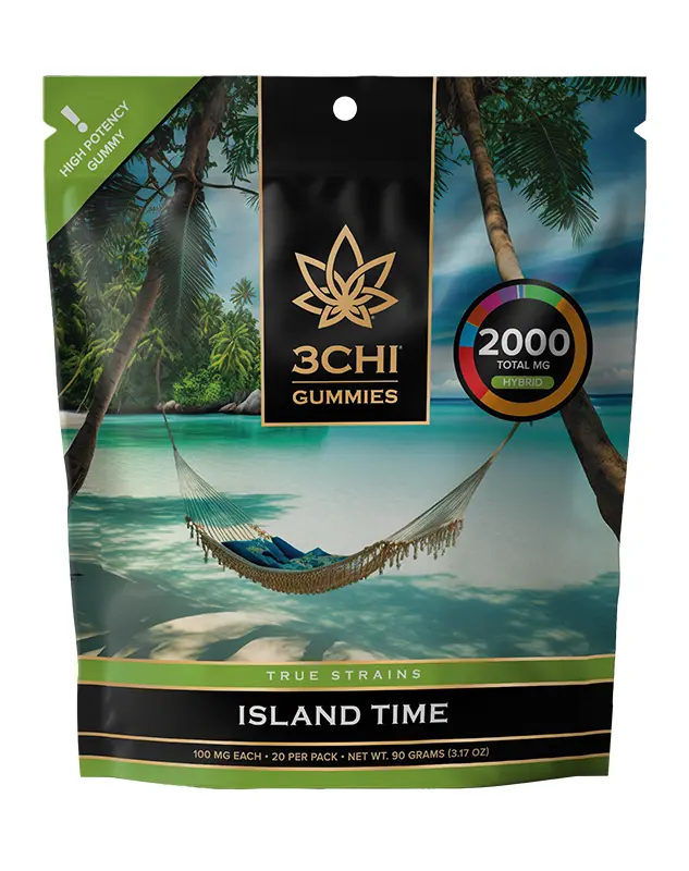 True Strains Gummies - Island Time - WARNING: THIS IS A HIGH POTENCY PRODUCT Slow things down with Island Time. These 100mg Hybrid gummies offer a laid-back, sun-soaked experience made for unwinding without checking out. Ideal for mellow afternoons, relaxed weekends, and carefree moments, they bring a smooth escape into calm, easy vibes.