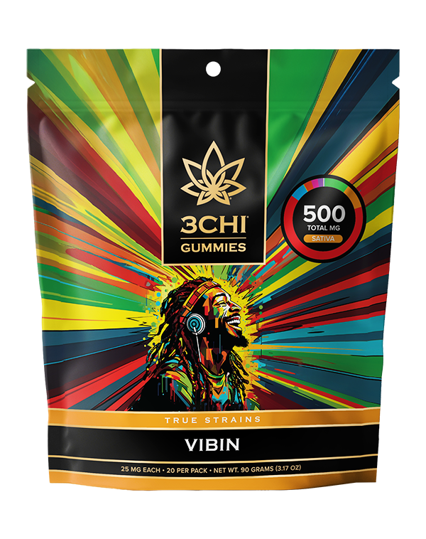 True Strains Gummies - Vibin - Get in your perfect groove with Vibin. These 25mg Sativa gummies are crafted for an upbeat experience, ideal for keeping things easy, social, and in motion. They're perfect for those with standard to moderate tolerances seeking a happy daytime lift and a smooth feel-good rhythm.
